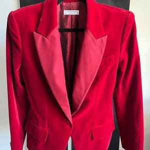 Vintage Yves Saint Laurent Red Velvet Blazer with Silk Lining